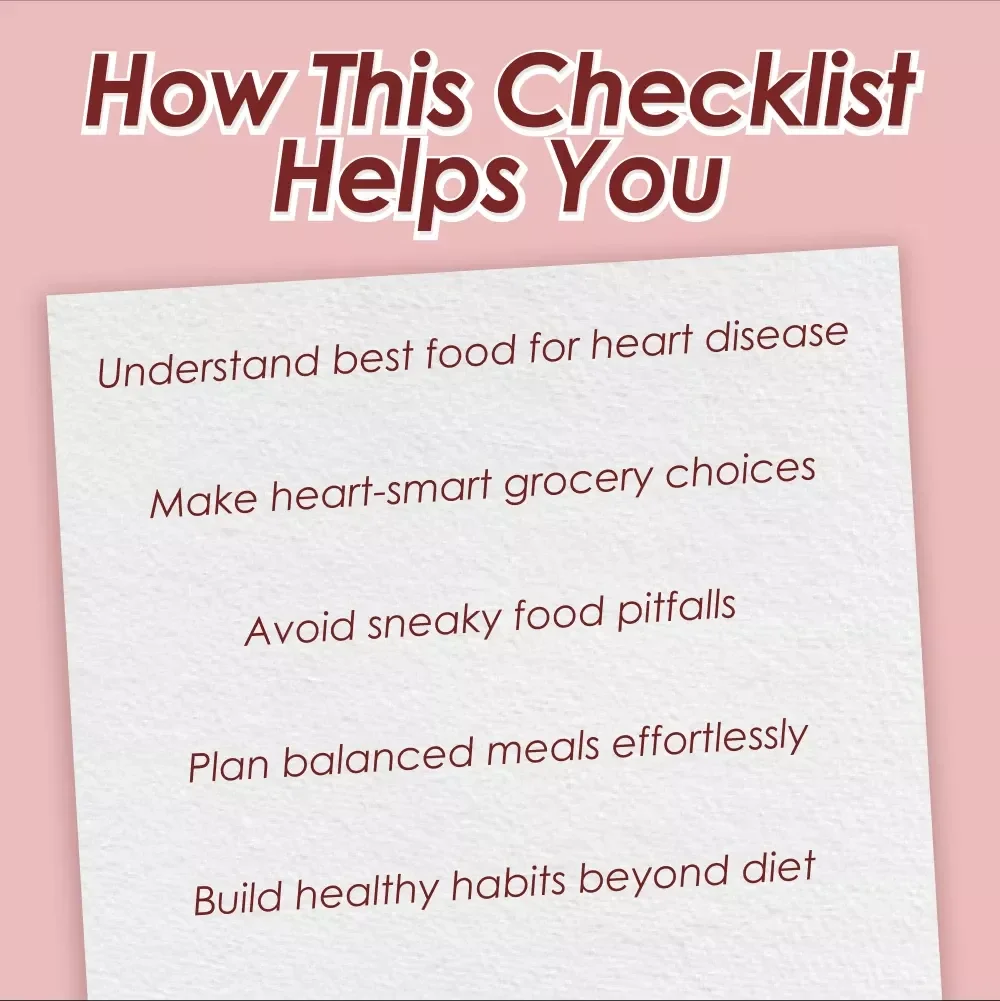 Heart Smart Eating: Your Easy & Fun Checklist for a Happy Heart | Digital Download for Best Food for Heart Disease, eBook, Guide & Healthy Living PDF