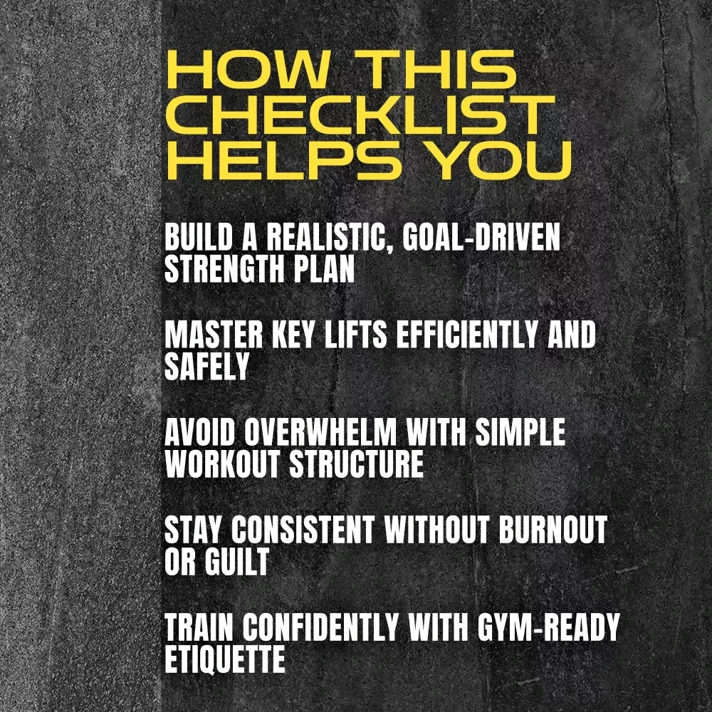Strong Start Checklist: Your No-Fluff Guide to Crushing Your Strength Training Routine | Strength Training Routine Guide | Digital Fitness Checklist for Beginners
