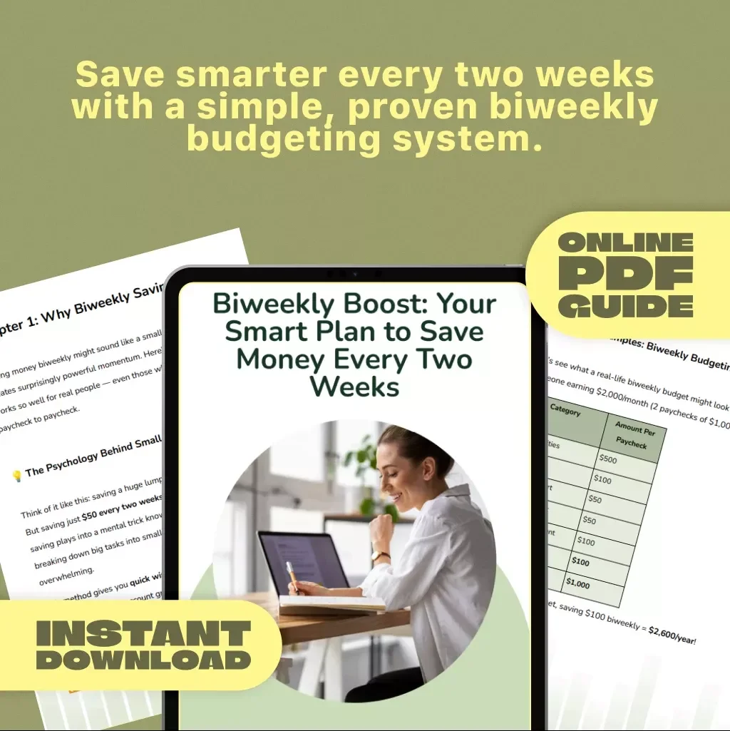 Biweekly Boost: Your Smart Plan to Save Money Every Two Weeks | Digital Money Saving Guide, eBook & Biweekly Budgeting Checklist
