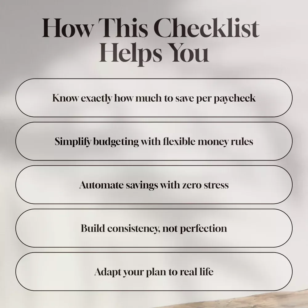 The Paycheck Power Checklist: 15 Smart Moves to Make Every Dollar Count | Budgeting Printable | How Much to Save Per Paycheck Guide | Digital Download
