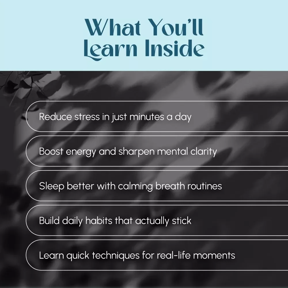 Just Breathe: A Simple Guide to Calm, Focus & Energy Through Breathing Exercises | Digital Download Breathing Exercise Guide for Stress Relief, Focus, and Energy