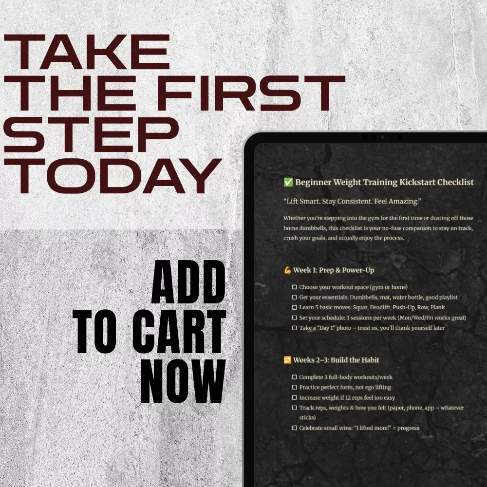Beginner Weight Training Kickstart Checklist – Printable PDF, Digital Download for Beginner Weight Training Routine, Fitness Starter Guide