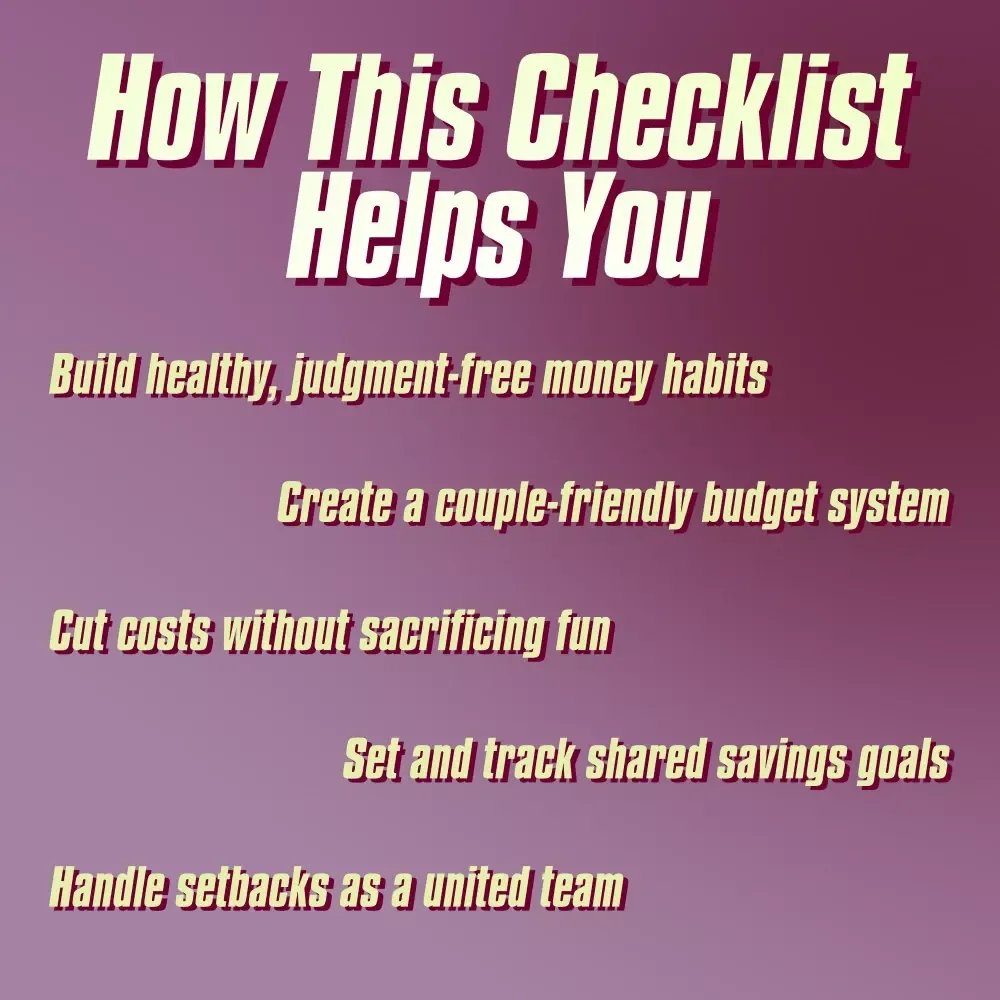 Couple’s Money Mastery Checklist: Save Smart, Save Happy | Best Way to Save Money as a Couple | Digital Download Budget & Finance Planner