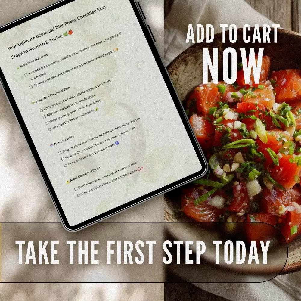 Your Ultimate Balanced Diet Power Checklist: Easy Steps to Nourish & Thrive | Healthy Balanced Diet Printable Guide for Wellness & Nutrition | Digital Download