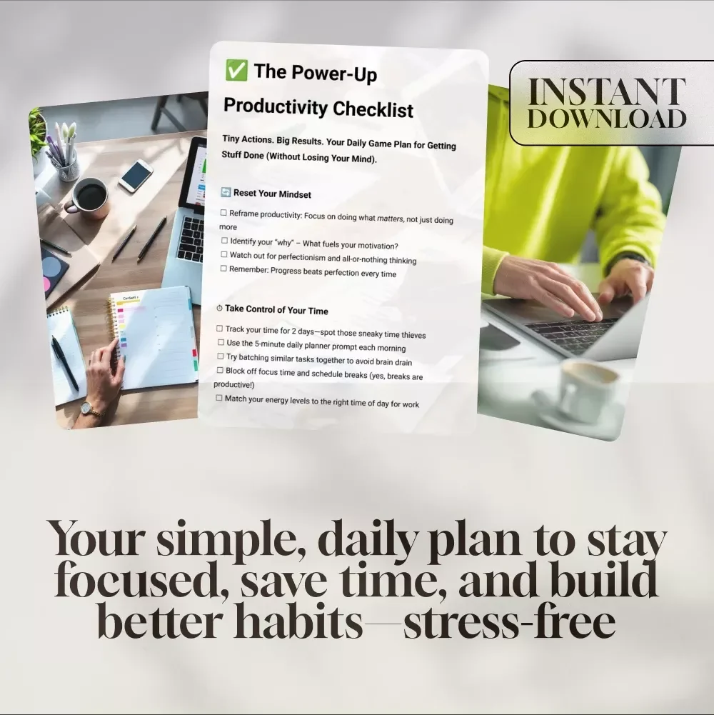 The Power-Up Productivity Checklist | How to Become More Productive in Life | Daily Productivity Guide & Habit Tracker