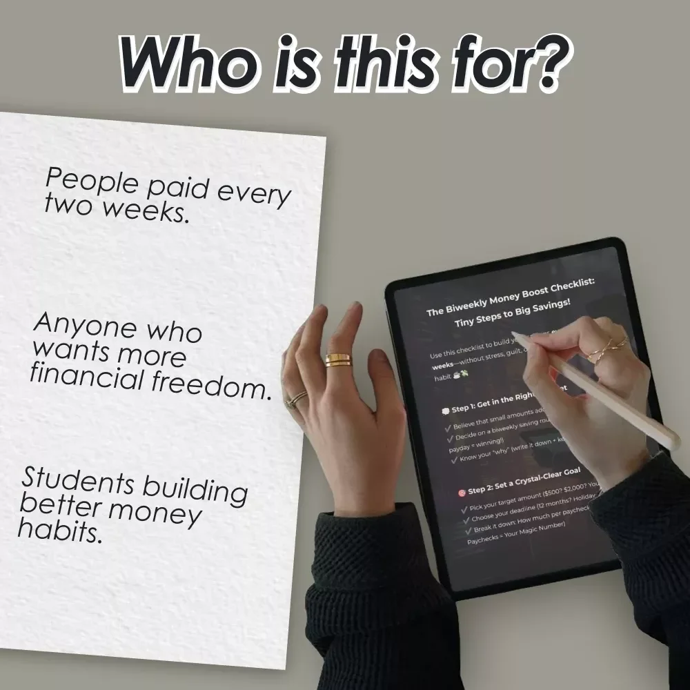 The Biweekly Money Boost Checklist: Tiny Steps to Big Savings | Save Money Biweekly | Digital Download Checklist