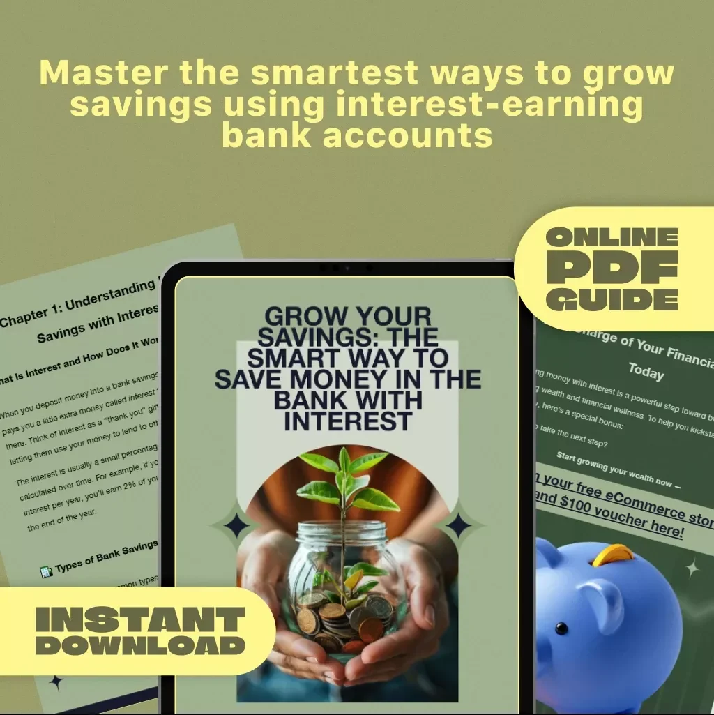 Grow Your Savings: The Smart Way to Save Money in the Bank with Interest | Guide to How to Save Money in Bank with Interest | Digital Download eBook