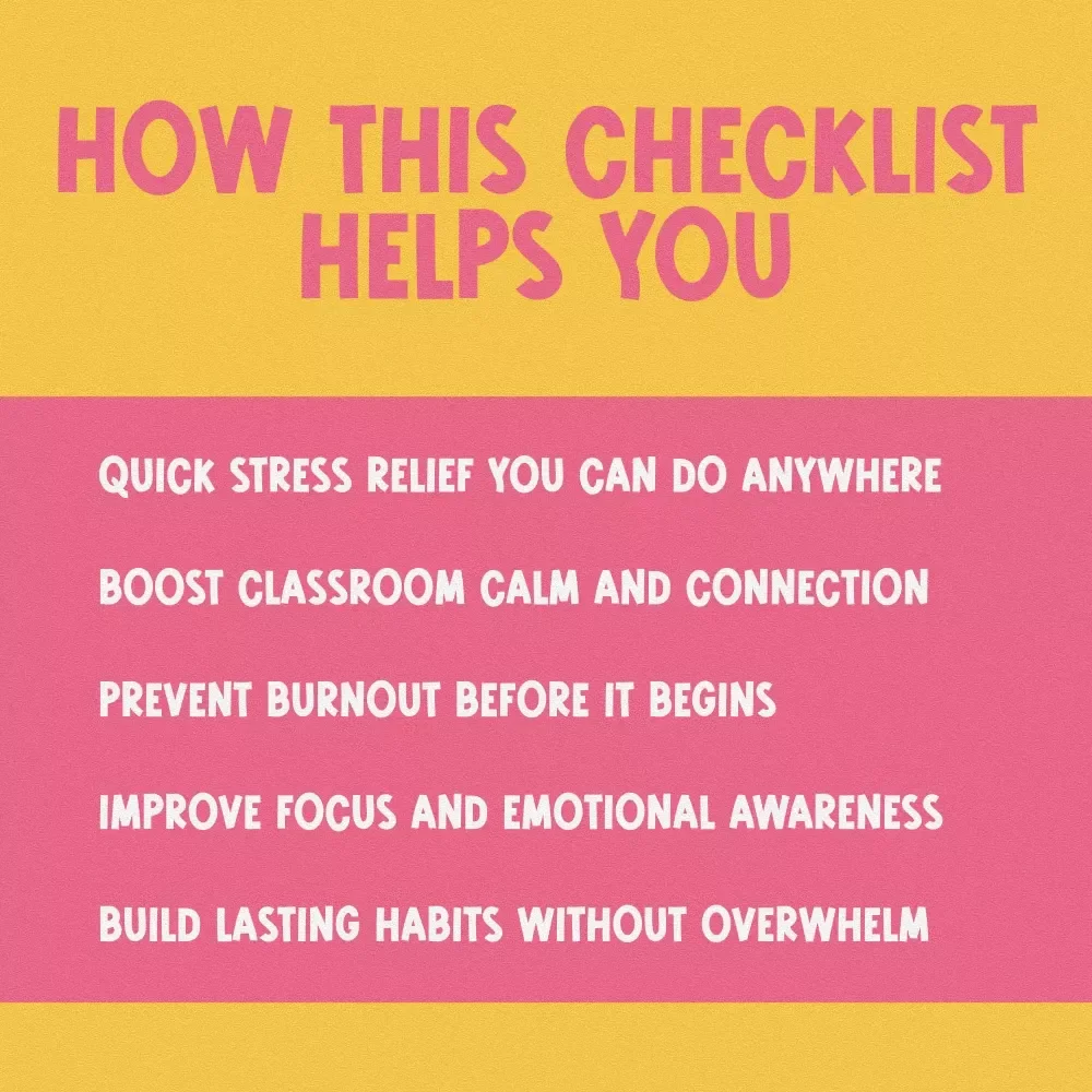 The Mindful Teacher’s Daily Survival Kit | Mindfulness for Teachers Checklist, Daily Habits, Calm Classroom eBook PDF