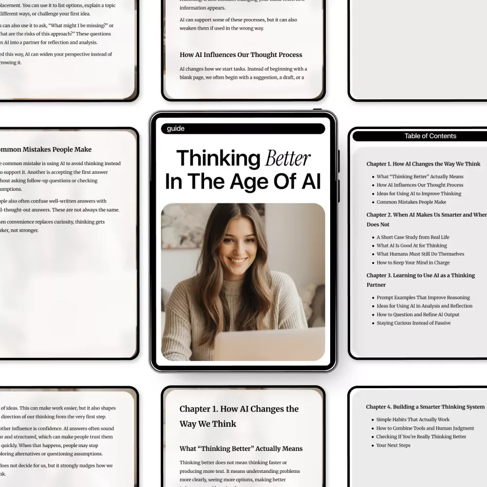 Thinking Better in the Age of AI | Practical AI Guide for Clearer Thinking, Smarter Decisions & Modern Productivity (Digital Download)