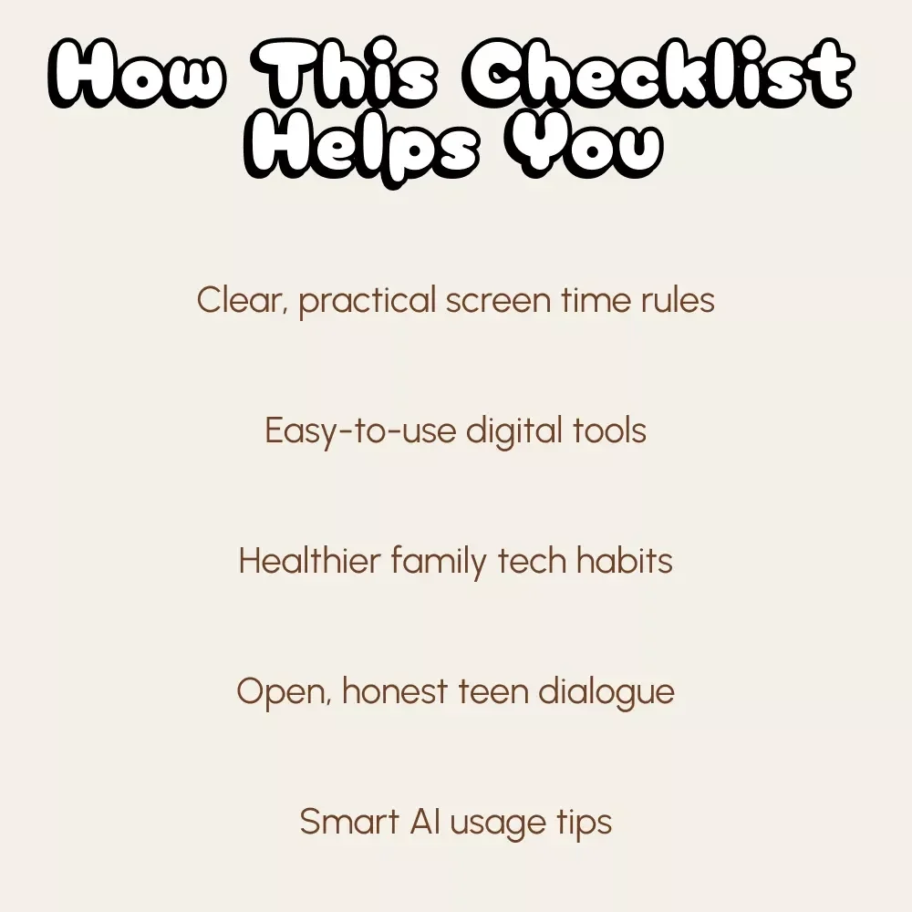 Teen Screen Time Mastery Checklist | Digital Download | Printable Guide for Parents | How to Set Screen Time Limits for Teens | Healthy Device Habits | Family Digital Balance