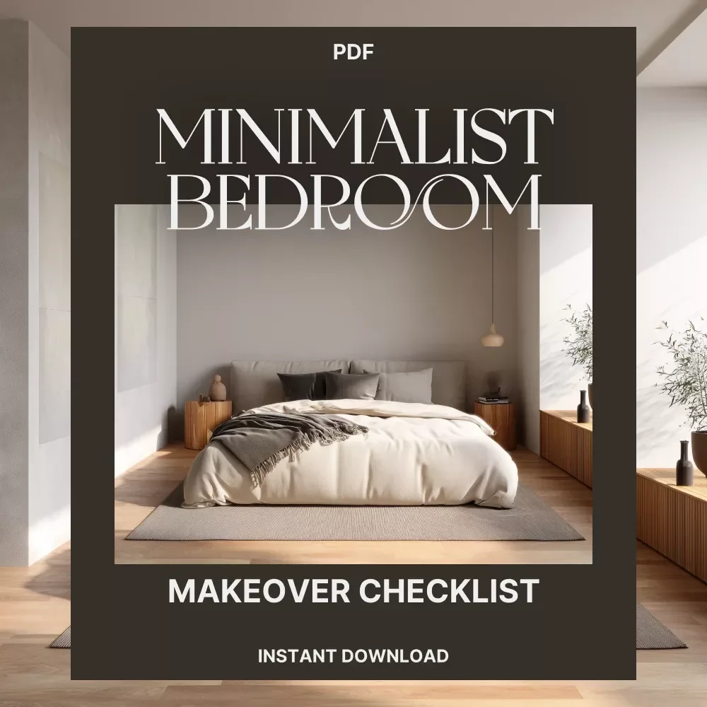 Minimalist Bedroom Makeover Checklist | Digital Download Home Decor Guide | Modern Bedroom Organization & Decluttering eBook | Simple Living Printable