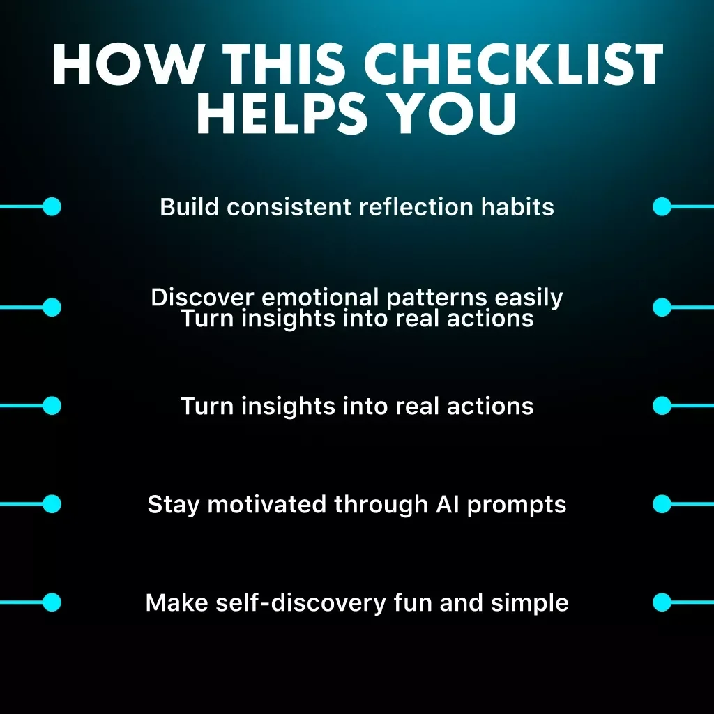 Your Smart AI Self-Discovery Checklist | Digital Download for Self-Reflection, Mindful Growth & Personal Clarity | Best Way to Use AI for Self-Reflection