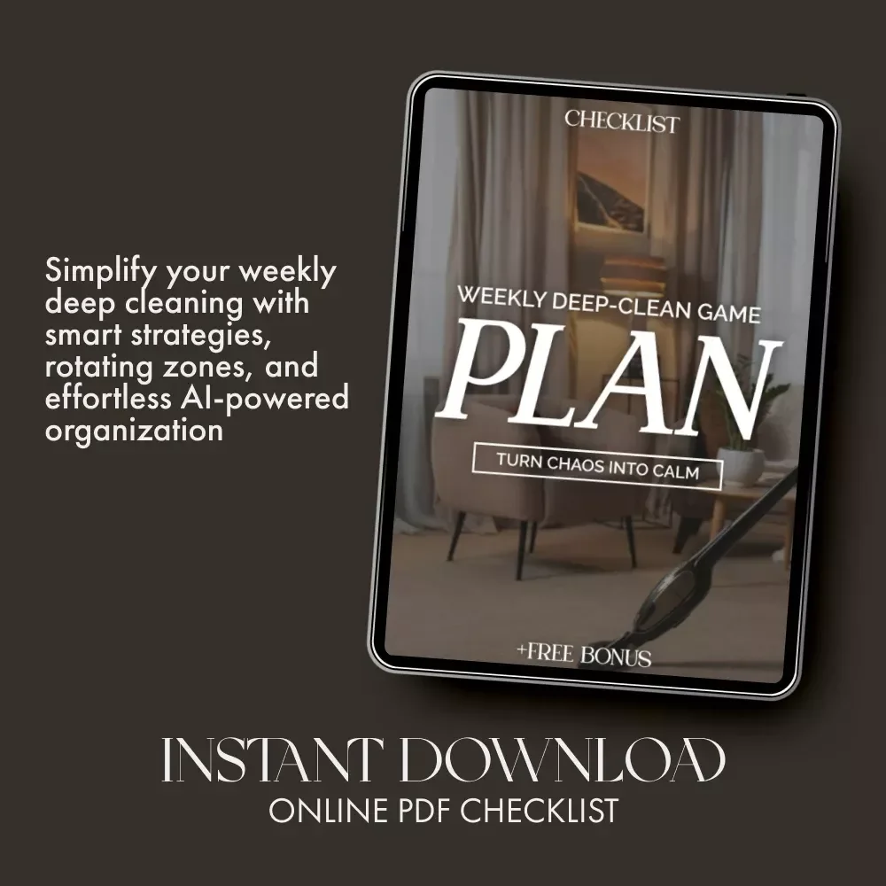 Weekly Deep-Clean Game Plan | Printable Home Cleaning Checklist, Digital Cleaning Guide, Deep Cleaning Planner, AI Cleaning Tools