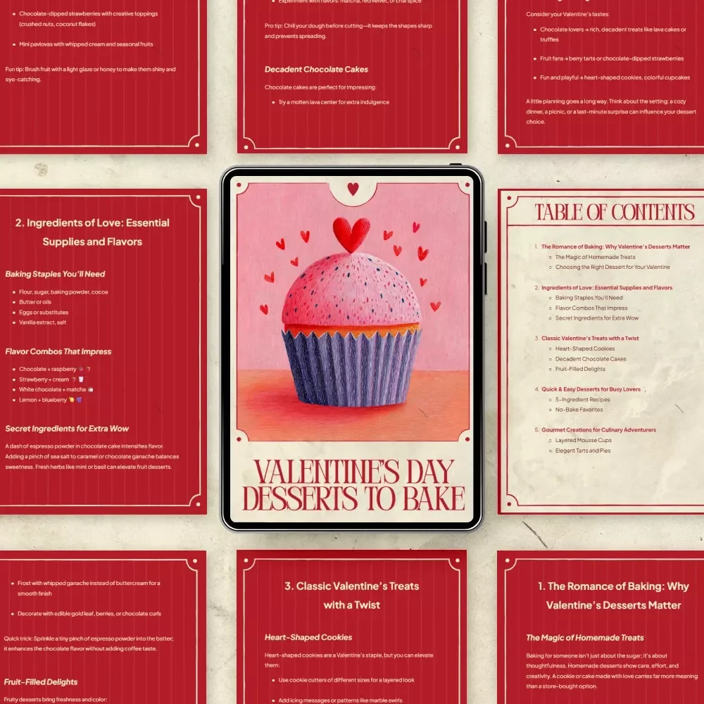 Valentine’s Day Desserts to Bake | Romantic Baking Guide, Easy & Gourmet Valentine Treats eBook, Printable Dessert Checklist