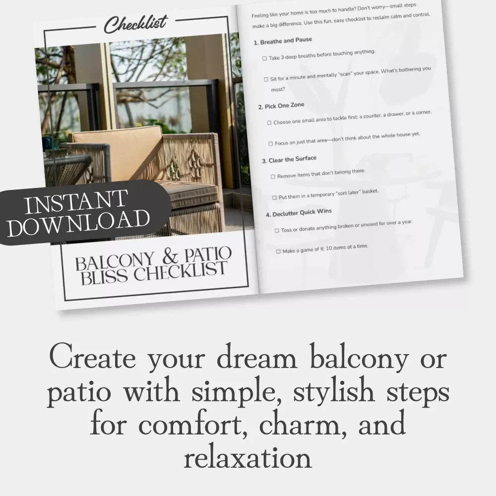 Balcony & Patio Bliss Checklist | Outdoor Decor Guide, Small Space Makeover, Cozy Balcony Ideas, Instant Digital Download