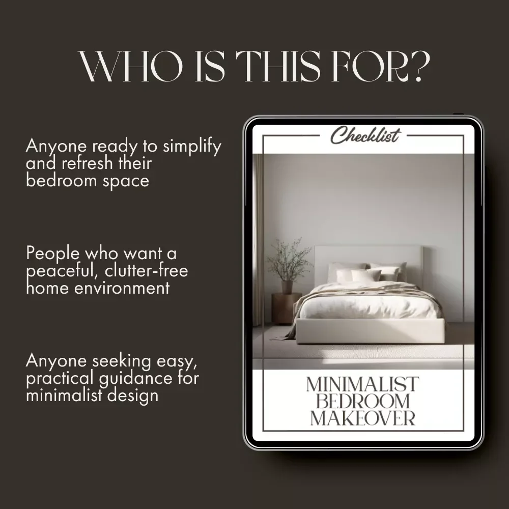 Minimalist Bedroom Makeover Checklist | Digital Download Home Decor Guide | Modern Bedroom Organization & Decluttering eBook | Simple Living Printable