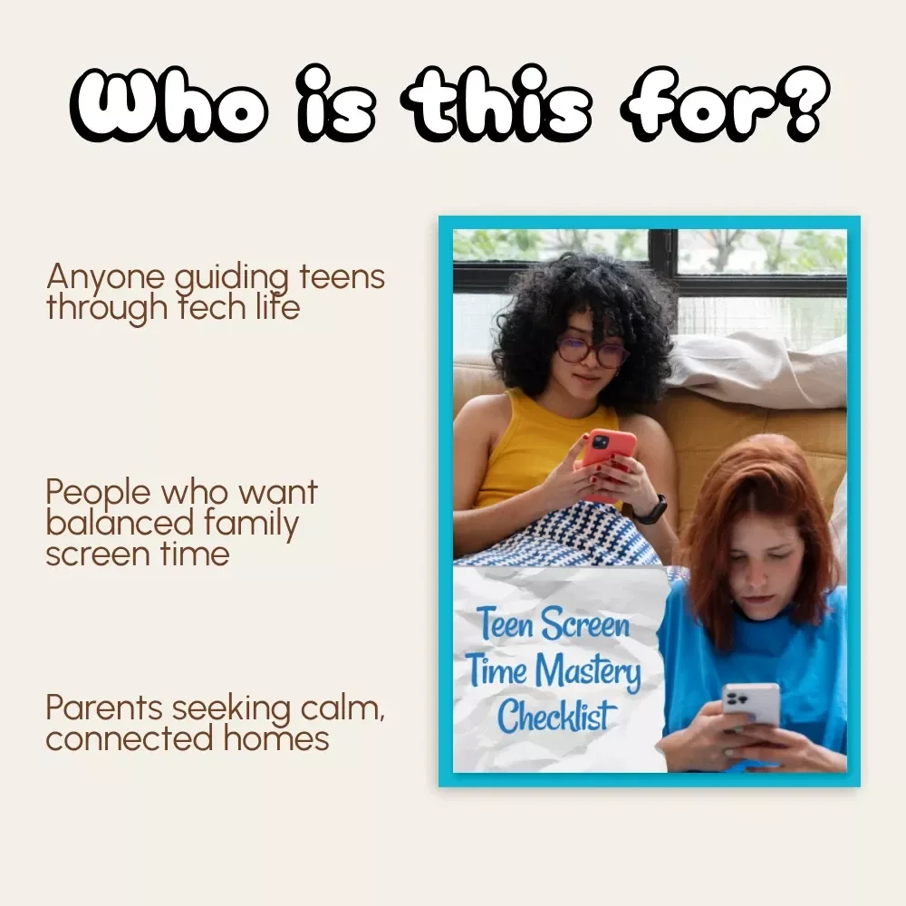Teen Screen Time Mastery Checklist | Digital Download | Printable Guide for Parents | How to Set Screen Time Limits for Teens | Healthy Device Habits | Family Digital Balance
