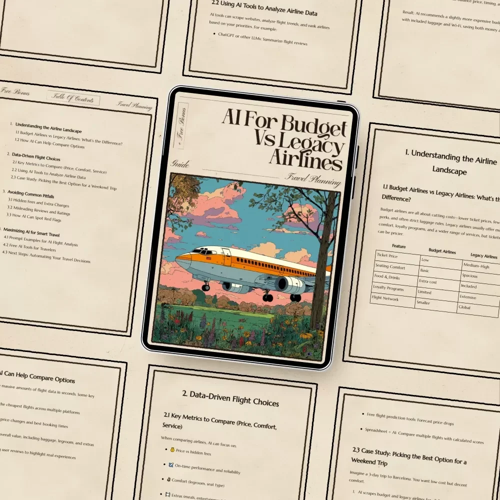 AI for Budget vs Legacy Airlines | Travel Comparison Guide | Smart Flight Choice Digital Download | AI to Compare Budget vs Legacy Airlines | Printable Travel Planner