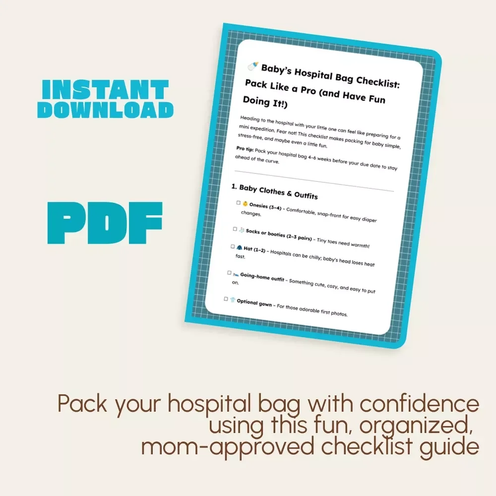 Baby’s Hospital Bag Checklist: Pack Like a Pro (and Have Fun Doing It) | Printable Digital Download | New Mom Essentials | Baby Shower Gift | Hospital Packing Guide for Expecting Moms