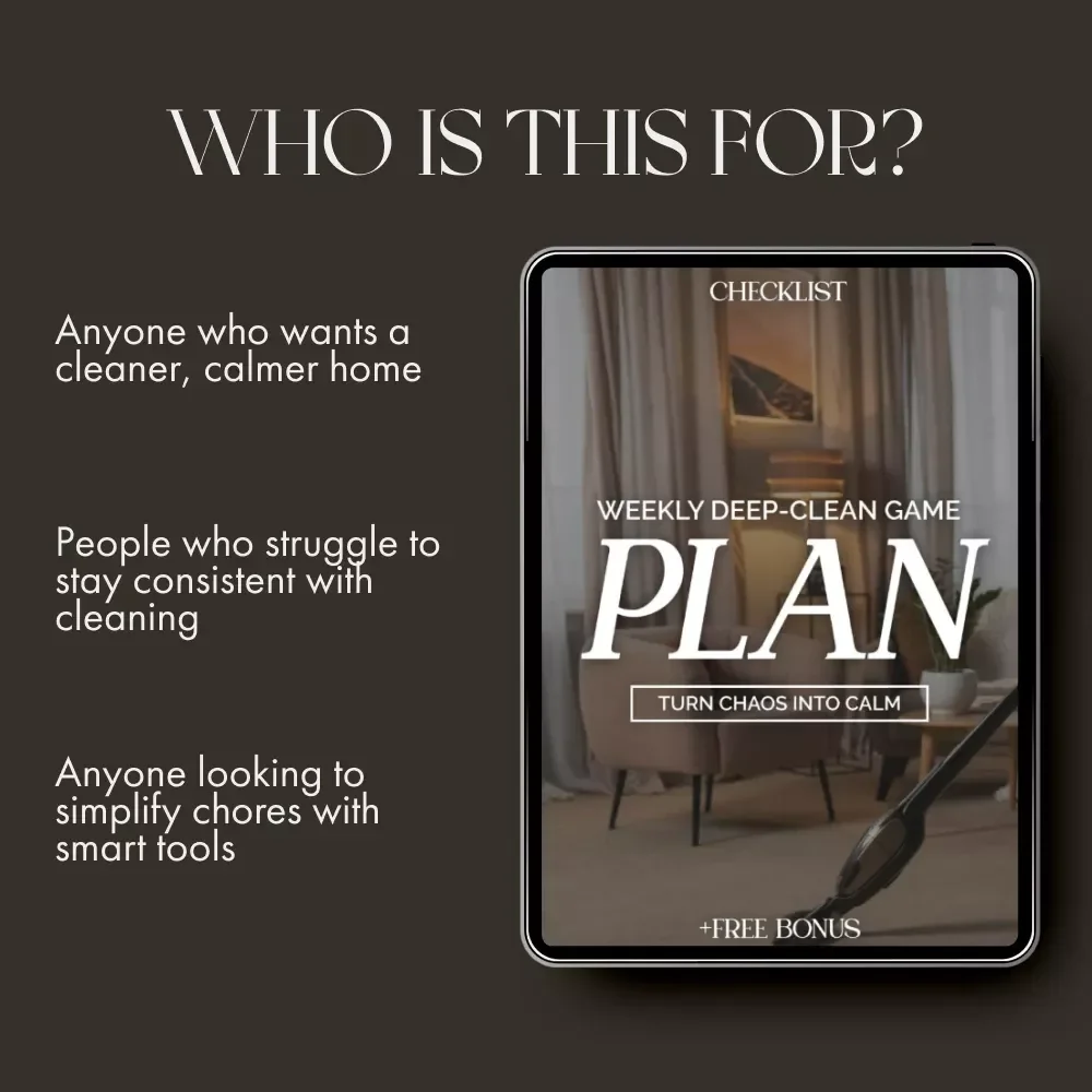 Weekly Deep-Clean Game Plan | Printable Home Cleaning Checklist, Digital Cleaning Guide, Deep Cleaning Planner, AI Cleaning Tools