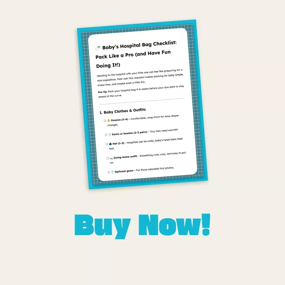 Baby’s Hospital Bag Checklist: Pack Like a Pro (and Have Fun Doing It) | Printable Digital Download | New Mom Essentials | Baby Shower Gift | Hospital Packing Guide for Expecting Moms