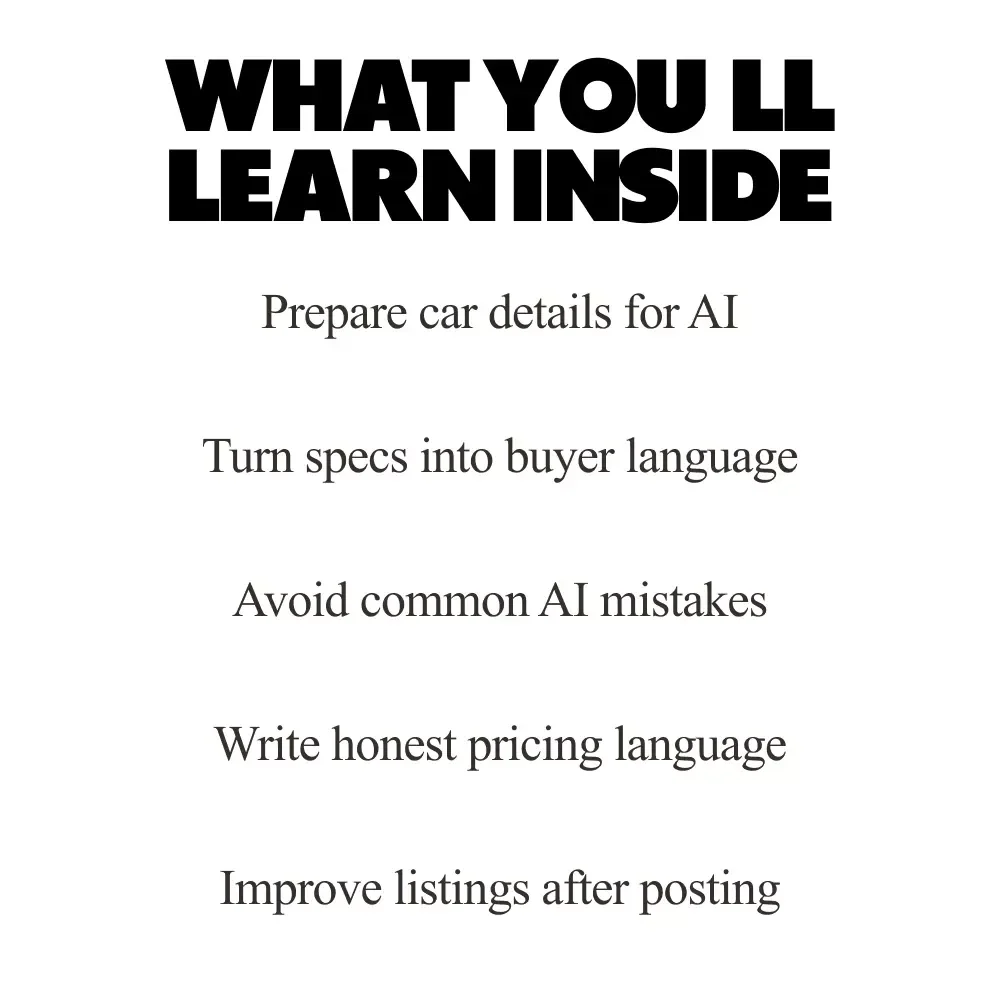 Smart AI Help for Listing Your Car Online | Easy Step-by-Step Guide for Faster Sales, Better Descriptions & Confident Pricing