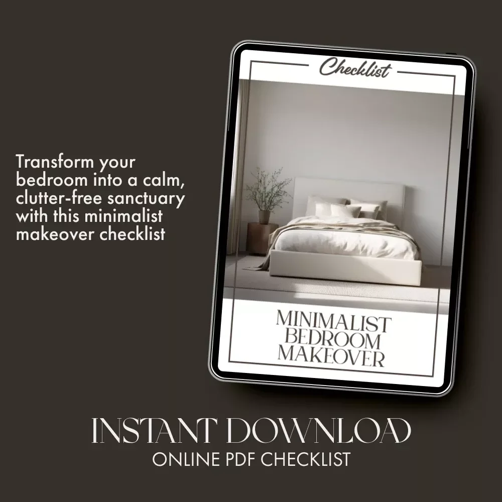Minimalist Bedroom Makeover Checklist | Digital Download Home Decor Guide | Modern Bedroom Organization & Decluttering eBook | Simple Living Printable