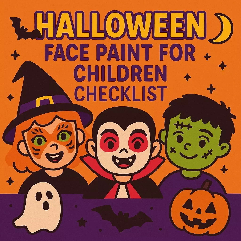 Halloween Face Paint for Children Checklist | Kid-Friendly Face Painting Ideas, Safe Supplies & Easy Step-by-Step Guide (Digital Download)
