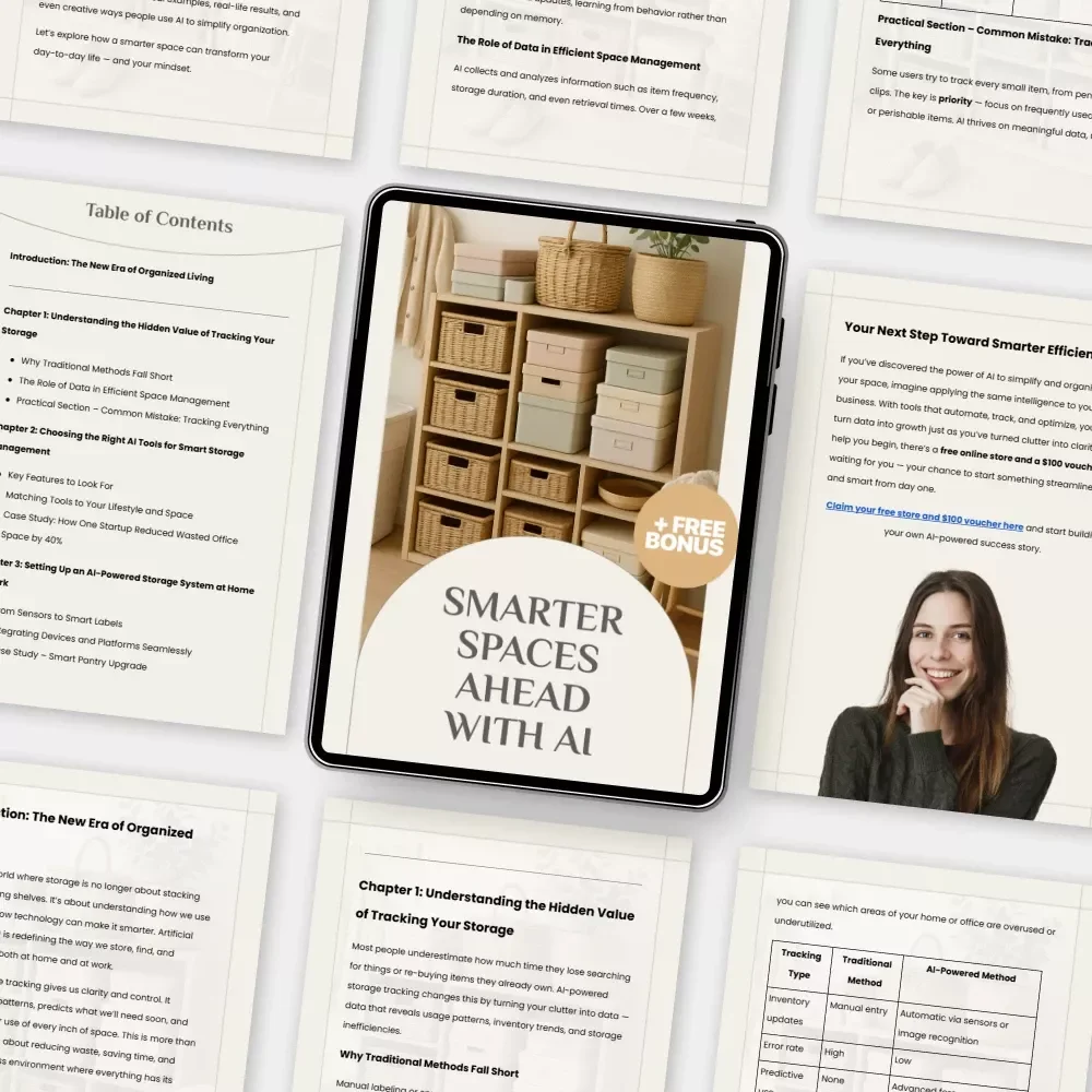 Smarter Spaces Ahead with AI | Digital eBook on How to Use AI to Track Storage Use for Homes & Workspaces | AI-Powered Organization Guide