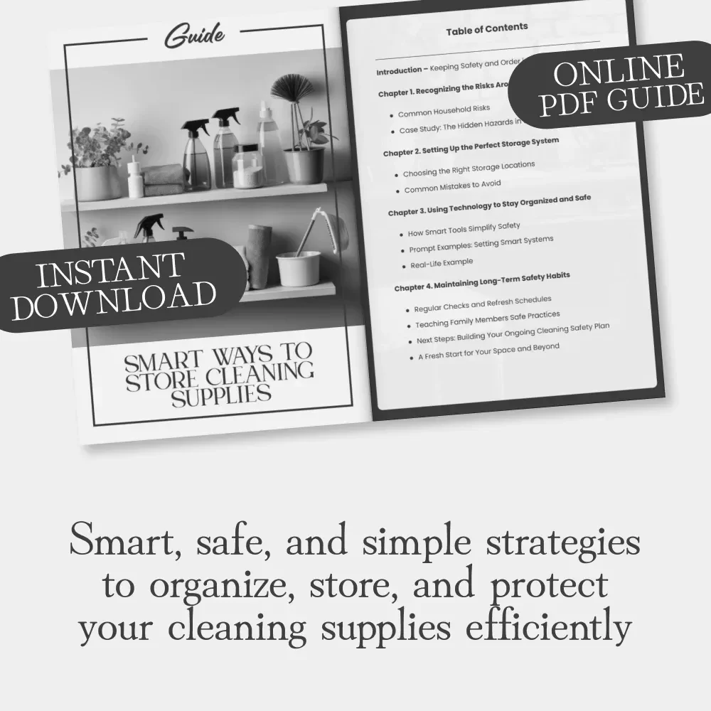 Smart Ways to Store Cleaning Supplies | Printable Digital Guide for Home Organization & Safety | Easy Tips for Storing Cleaning Supplies Safely