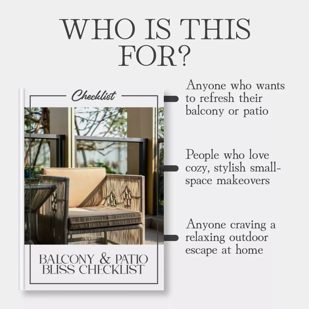 Balcony & Patio Bliss Checklist | Outdoor Decor Guide, Small Space Makeover, Cozy Balcony Ideas, Instant Digital Download