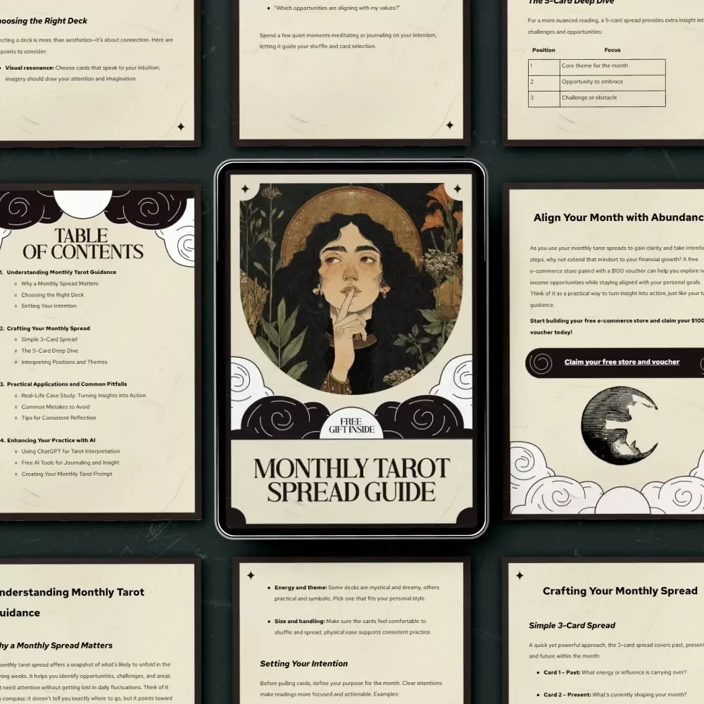 Monthly Tarot Spread Guide - A Comprehensive Digital Guide for Monthly Tarot Guidance