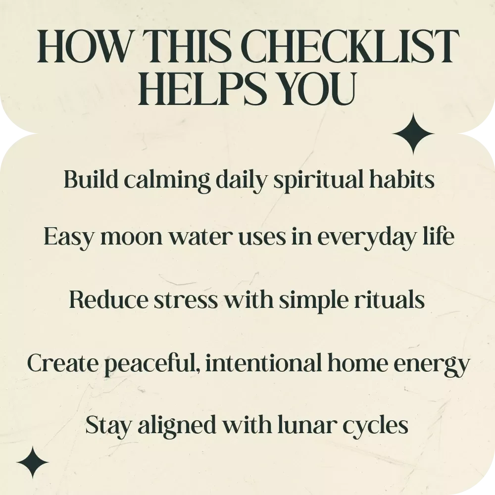 Bring Lunar Energy Into Your Daily Life Checklist – Moon Water Uses in Everyday Life Ritual Guide, Printable Spiritual Self-Care & Home Cleansing Planner