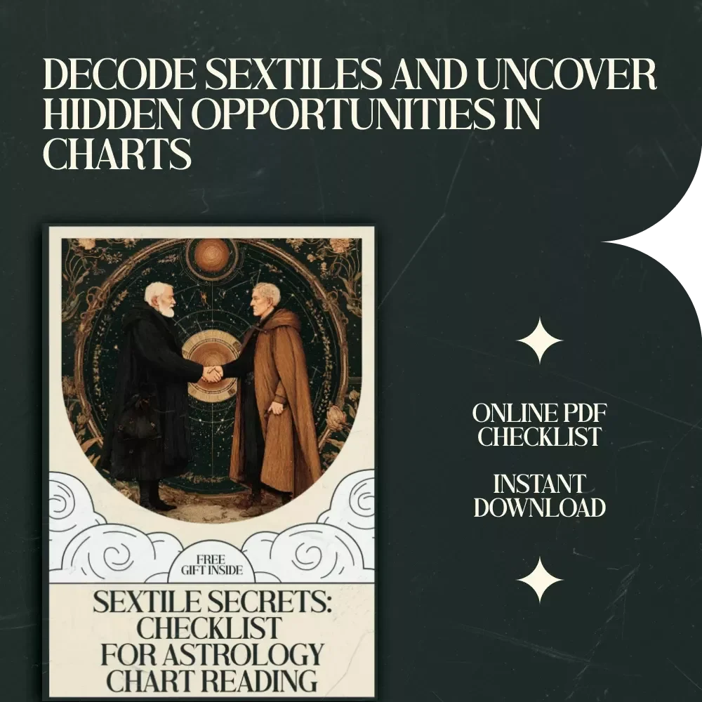 Sextile Secrets: Checklist for Astrology Chart Reading – Sextile Meaning in Astrology Chart Reading Guide, Birth Chart Aspect Cheat Sheet, Astrology Study Printable