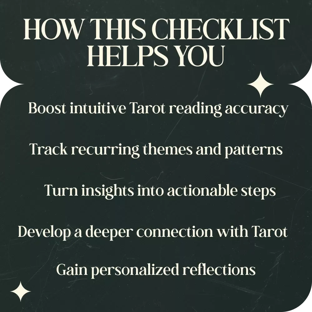 Tarot Journal Questions After a Reading - Reflect & Grow with this Printable Tarot Journal Checklist