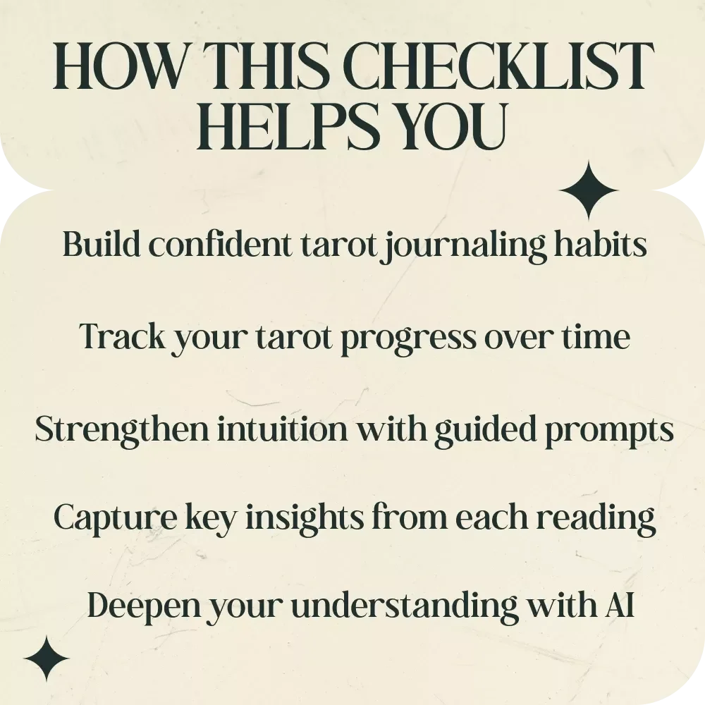 Tarot Journal Ideas for Beginners: A Printable Checklist for Intuitive Readings & Reflection