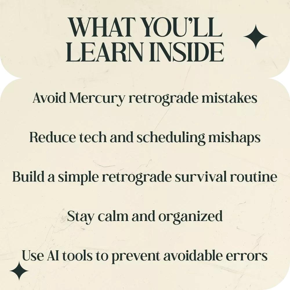 Mercury Retrograde: A Beginner’s Survival Guide — Practical Mercury Retrograde Survival Tips for Beginners | Astrology Self-Help Digital Guide | Retrograde Planner, Mindset & Communication Toolkit