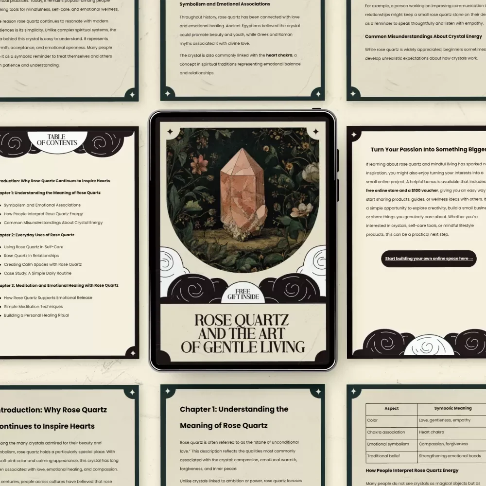 Rose Quartz and the Art of Gentle Living – Rose Quartz Crystal Meaning and Uses Guide, Self-Care & Meditation eBook, Emotional Healing & Crystal Practice Digital Download