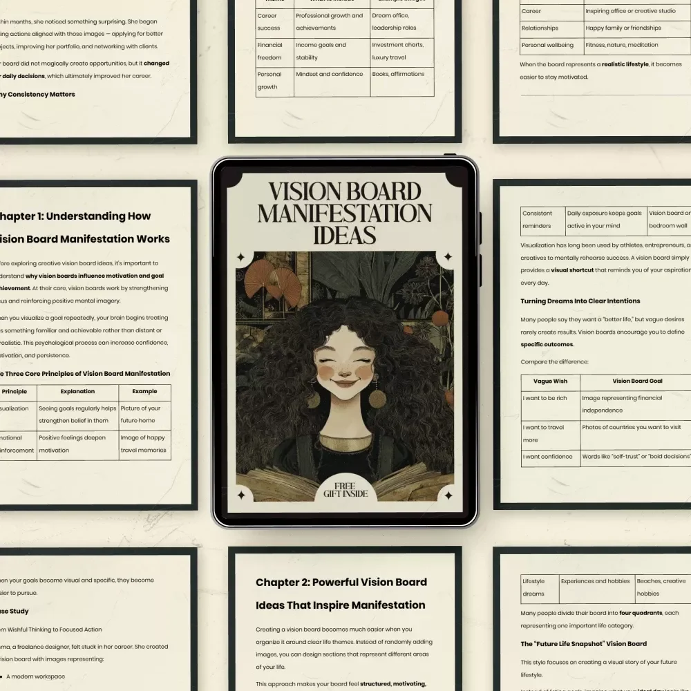 Vision Board Manifestation Ideas Guide – Vision Board Manifestation Ideas for Goals, Dreams & Life Design | Digital Download Manifestation Workbook