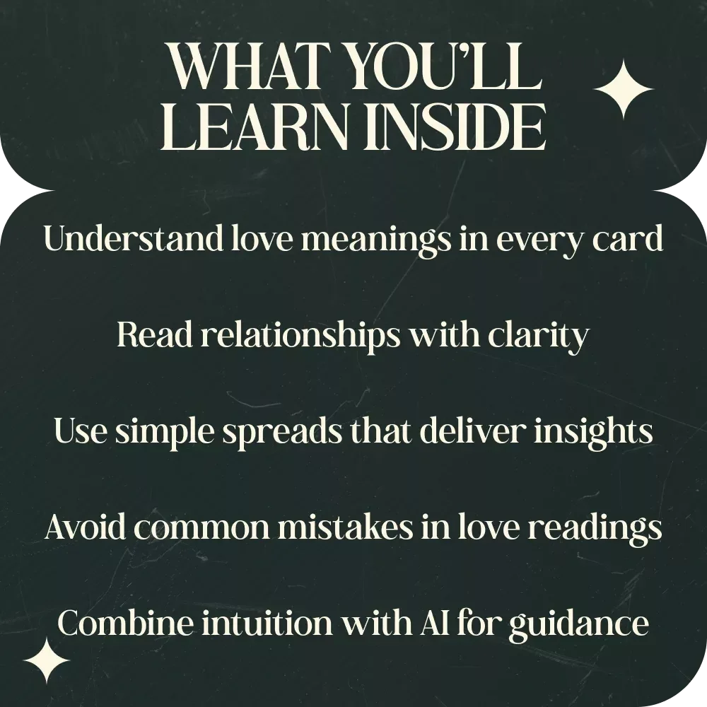 Hearts in the Cards: Tarot Love Meanings – Tarot Card Meanings for Love Readings Guide, Relationship Tarot eBook, Love Spreads & AI Tarot Practice