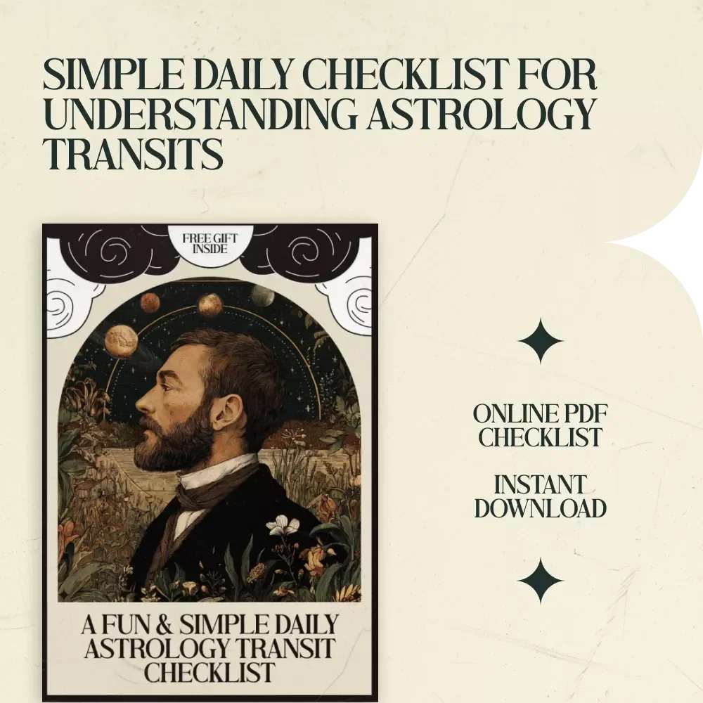 A Fun & Simple Daily Astrology Transit Checklist | Daily Astrology Transits Explained Simply Guide, Beginner Astrology Planner, Cosmic Weather Daily Tracker, Printable Astrology Journal