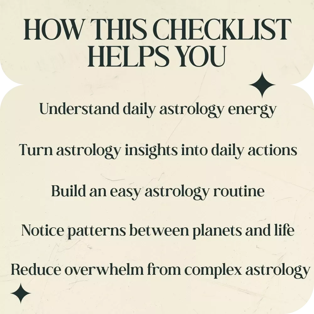A Fun & Simple Daily Astrology Transit Checklist | Daily Astrology Transits Explained Simply Guide, Beginner Astrology Planner, Cosmic Weather Daily Tracker, Printable Astrology Journal