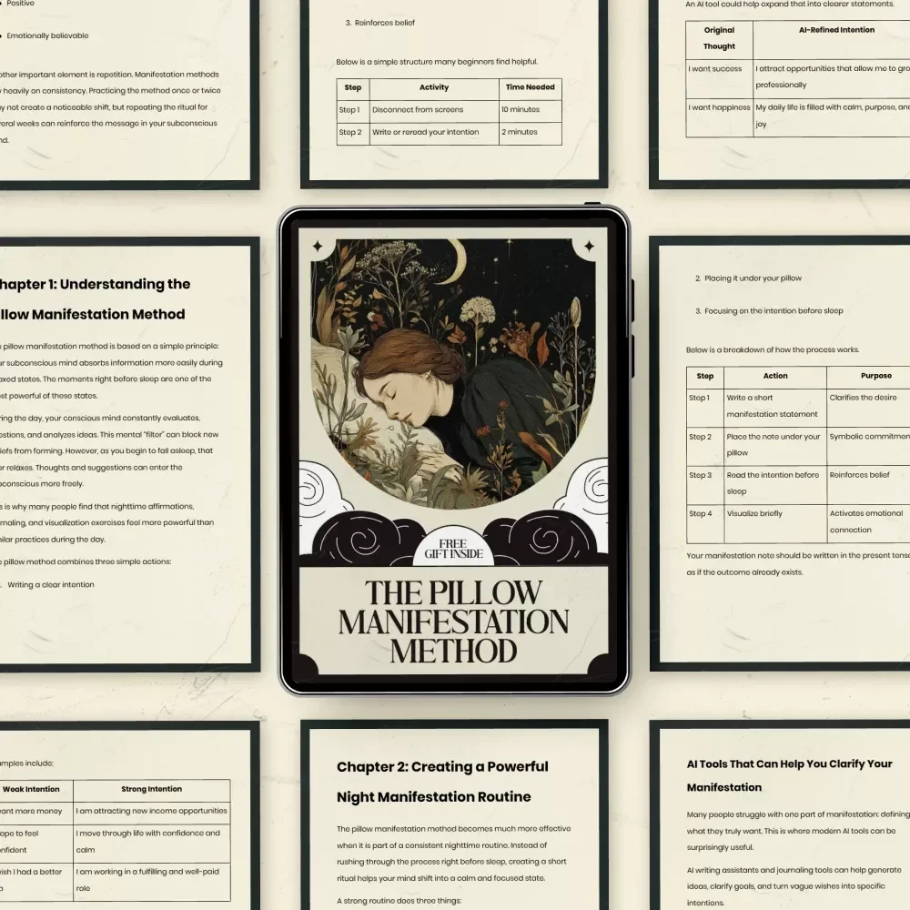 The Pillow Manifestation Method — Pillow Manifestation Method Explained Guide, Night Manifestation Routine, Law of Attraction Sleep Technique, Digital Download Self-Growth eBook