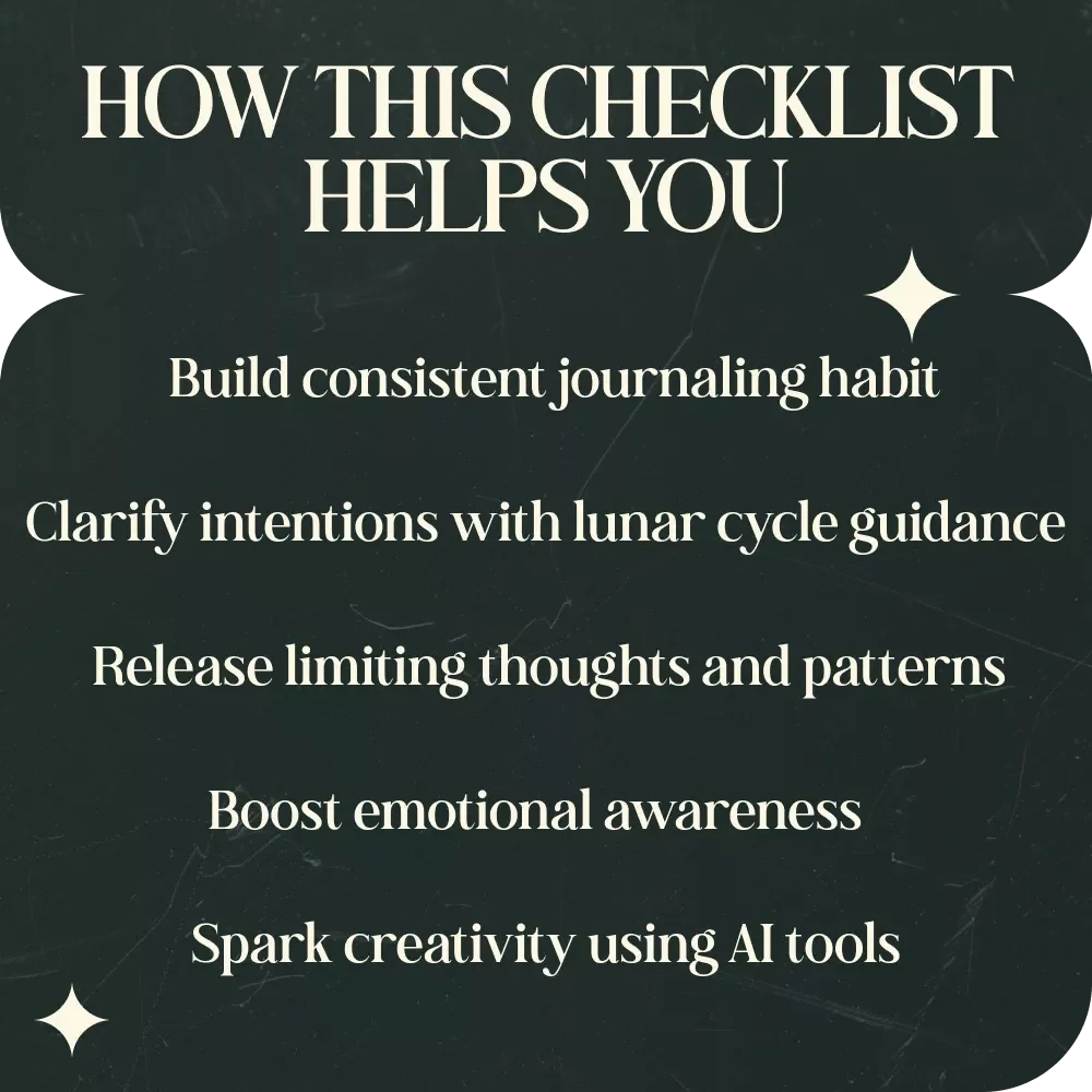 Starting Your Moon Journal Checklist | Moon Journal Ideas for Beginners | Lunar Reflection, Manifestation & Mindfulness Guide
