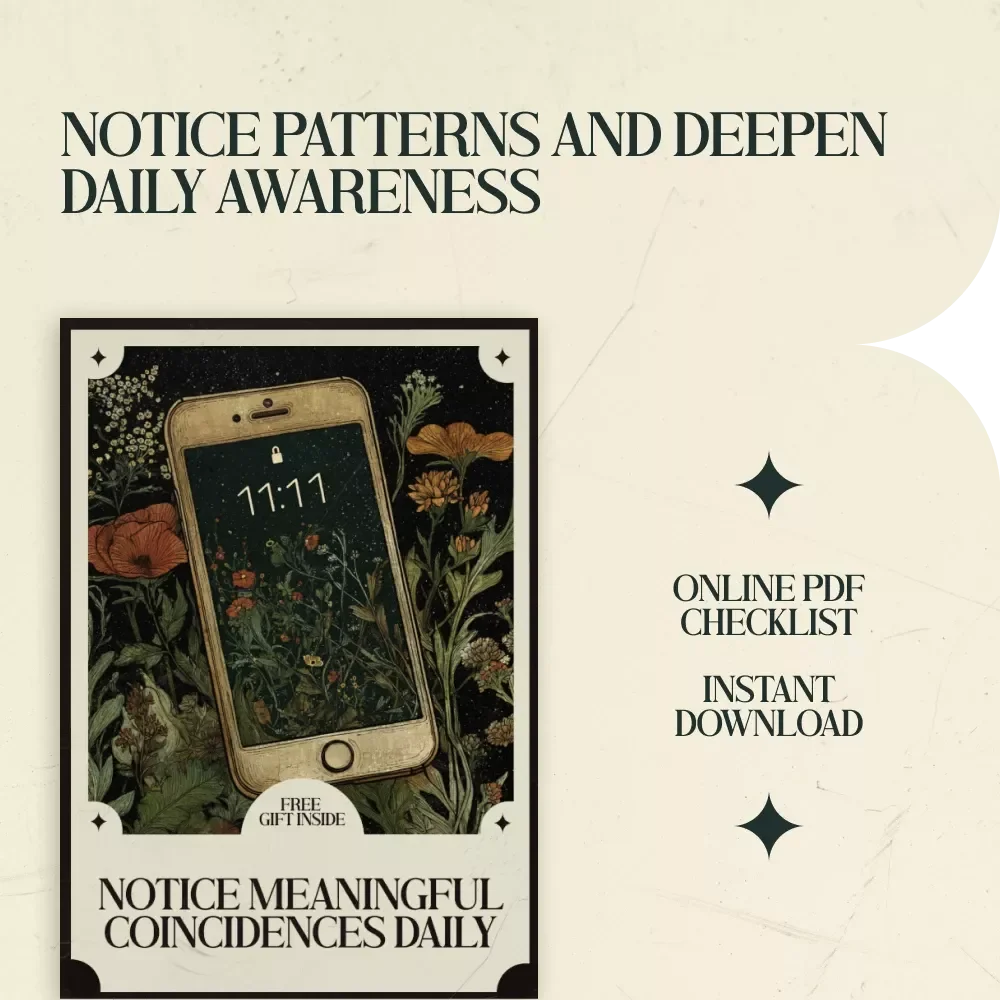 Notice Meaningful Coincidences Daily Checklist – Spiritual Synchronicities Meaning List for Awareness, Intuition & Mindful Living
