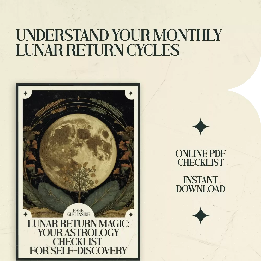 Lunar Return Magic: Your Astrology Checklist for Self-Discovery | lunar return meaning in astrology chart Guide | Monthly Moon Cycle Astrology Planner & Self-Reflection Worksheet