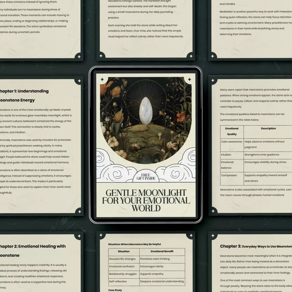Gentle Moonlight for Your Emotional World — Moonstone Crystal Meaning and Emotions Guide, Emotional Healing with Moonstone, Spiritual Self-Care eBook, Moonstone Rituals & Reflection Digital Download