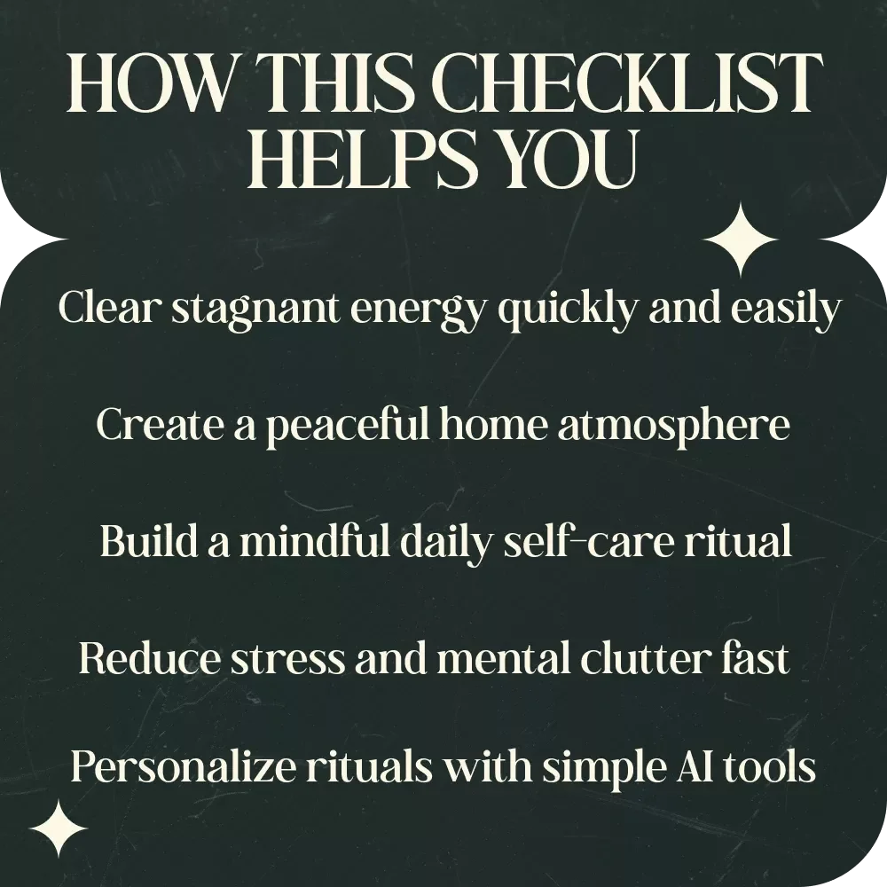 Clear the Energy Refresh Your Space Checklist – Energy Cleansing with Incense or Sage, Spiritual Home Reset, Printable Ritual Guide, Mindful Living Tool