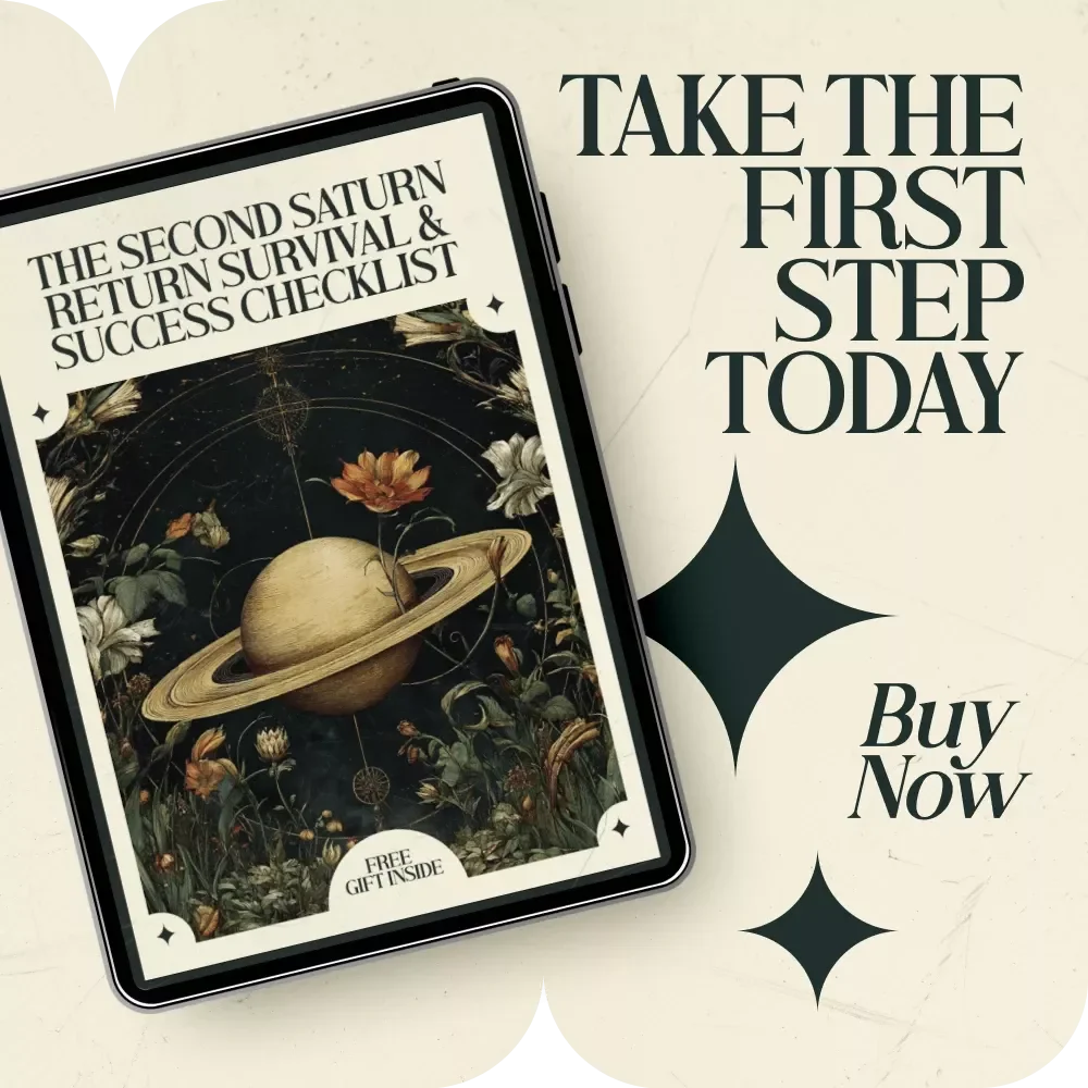 The Second Saturn Return Survival & Success Checklist – A Fun, Grounded Guide to Thriving Around Age 58 | Understanding the second saturn return meaning around age 58 | Reflection, Reinvention & Life Purpose Digital Download