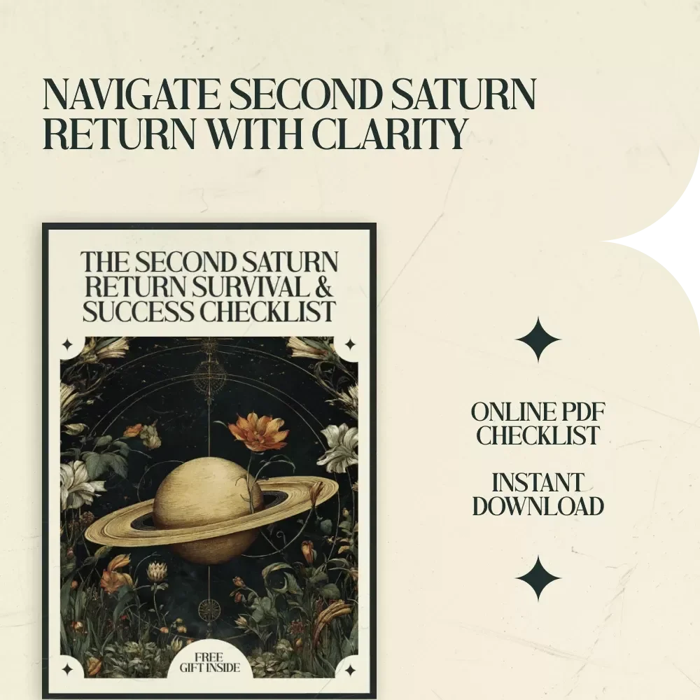 The Second Saturn Return Survival & Success Checklist – A Fun, Grounded Guide to Thriving Around Age 58 | Understanding the second saturn return meaning around age 58 | Reflection, Reinvention & Life Purpose Digital Download